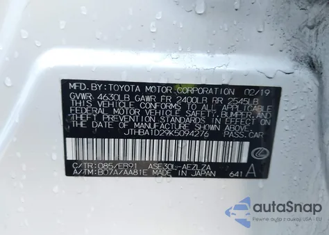 2019 Lexus Is 300 from USA, damaged, VIN JTHBA1D29K5094276